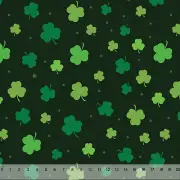 Tossed Shamrocks Forest Green-Home Decor Fabric Polyester 62" W Sold by the Yard