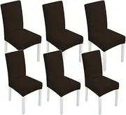 Gominimo 6 Pcs Dining Room Chair Covers, Chair Covers for Dining Room, Dining Chair Covers, Dining Chair Slipcover (Dark Brown)