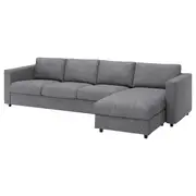 VIMLE 4-seat sofa, with chaise longue/Lejde grey/black