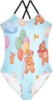 [RPLIFE] Kids Swim Suits 3-10 Y Beach Apparel, Cute Bears Balloons Light Blue