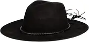 [San Diego Hat Company] Women's Faux Suede Wide Brim Fedora with Tassel Back Bow