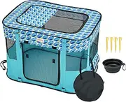 VEVOR Foldable Pet Playpen, 81x61x56 CM Portable Dog Playpen, Crate Kennel for Puppy, Dog, Cat, Waterproof 600D Oxford Cloth, Removable Zipper, for Indoor Outdoor Travel Camping (Rectangle, S)