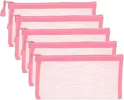uxcell B6 Mesh Zipper Pouch Bags, 5 PCS Mesh Bags with Zipper Plastic Storage Pocket for Organizing File Beads Office Home Supplies, 11.5x23cm, Pink