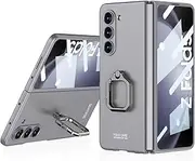 [YBROY] Case for Samsung Galaxy Z Fold5 5G, Ultra-Thin Hard PC + Tempered Glass Protective Film, with Metal Ring, Anti-Scratch, Cover Case for Samsung Galaxy Z Fold5 5G.(Grey)
