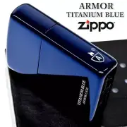 Zippo Armor Case Titanium Coating Blue Side Logo "A" Oil Lighter Japan Gift