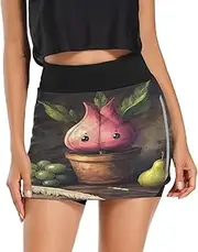 [Joisal] Alligator Bath Cartoon Golf Skorts for Women with Pockets High Waisted Golf Skirts, Short Skirt, Cute Pink Tulip Flower, Large
