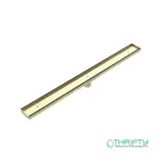 NERO TILE INSERT V CHANNEL FLOOR GRATE 50MM OUTLET WITH HOLE SAW BRUSHED GOLD