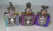 Set of 3 Potion Glass Bottles Witches Brew Vampire Venom Poison