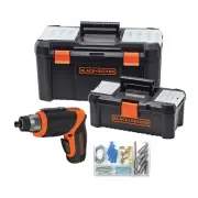 Black & Decker 4V MAX Cordless Pivot Screwdriver, 19" & 12" Tool Box Bundle New