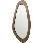 Mid-Century Asymmetric Wood-Framed Wall Mirror 41x85cm