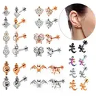2X Butterfly Helix Cartilage Earring Tragus Lobe Labret Internal Thread Bar Stud