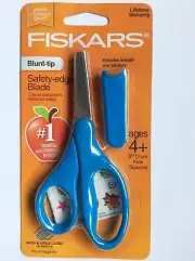Fiskars Blunt Tip Safety Edge Blade Scissors Includes Sheath & Stickers - BLUE