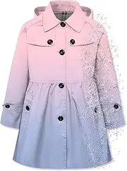 [Betusline] Girl's Rain Jackets Lightweight Waterproof Hooded Trench Coat Raincoats for Kids,2-14 Years