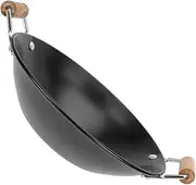 BESPORTBLE Stainless Steel Anti-Overflow Pot 23cm Single Serve Wooden Handle Dual Handle Wok Camping Pot for Outdoor Cooking