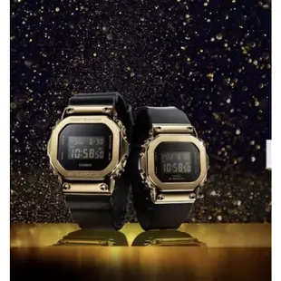 CASIO卡西歐 G-SHOCK 黑金時尚 高調奢華 金屬錶殼 經典方型 GM-5600G-9