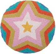 Peking Handicraft Starglow Hook Decorative Pillows, Poly Filler, 16'' Diameter, 100% Wool & Poly Velvet