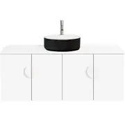 CIBO 1200mm White Mornington Wall Hung Bathroom Vanity With Black / White Basin And White Handles