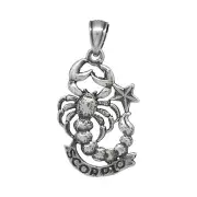 Scorpio Pendant Charm Zodiac Sign Sterling Silver .925 Oxidized Made In USA