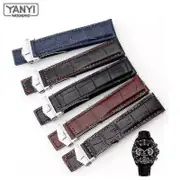 Genuine Leather Bracelet 19mm 20mm 22m For Tag Heuer Watchband Men Wristwatches Band Accessories Fold Buckle Leather Watch Strap-black Red Black -j...