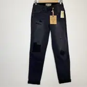 Democracy Sz 2 Jeans Straight Girlfriend Ab Technology Booty Lift Patchwork NEW
