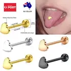 14G Tongue Stud Bar Labret Earrings Surgical Steel Heart-shaped Piercing Jewelry