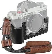 SmallRig X-T5 Half Case with Wrist Strap and Shutter Button, Retro Style Brown Leather Camera Case with Aluminum Baseplate for FUJIFILM X-T5-3927