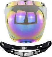 Scratch Resistant Helmet Lens Visor 3 Snap Visor Durable for Open Motorcycle Helmets Lens Mask Motorcycle Wind Shield Lens Windscreen(Rainbow Color)