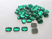 100 Green Flatback Acrylic Rectangle Sewing Rhinestone 18X14mm