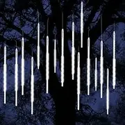 Vikdio Christmas Lights Outdoor, Meteor Shower Lights 50cm 10 Spiral Tubes 540 LEDs 3.15m Lit Length, Waterproof Snowfall Icicle Lights for Outdoor Xmas Decoration Party Tree Window (White)