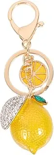 [SAFIGLE] Lemon Shape Rhinestone Keychain Pendant Cute Decorative Key for Bags Unique Lemon Design present for Women Color Hanging Decor