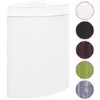 Bamboo Corner Laundry Hamper Basket Washing Clothes Bin White 60 L vidaXL