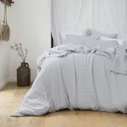 Bambury Linen Quilt Cover Set Silver Soft Woven Home Decor Bedding