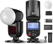 NEEWER Z1-N TTL Flash Unit Round Head Speedlite Flash Compatible with Nikon, Flash Light with Magnetic Diffuser, 76 Ws 1/8000s HSS, 10 Levels LED Adjustment Lamp, 7.4 V 2600 mAh Lithium Battery, 1.5 s
