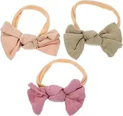 MOBUTOFU 3pcs Bow Headbands for Soft Elastic Hair Bands Adorable Headdresses for Cute Hair Accessories for Newborns for Everyday Wear