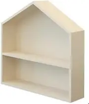 ZHZXBDGQ House Shape Wooden Shadow Cubby Box Display Shelf Toy Organizer Blue Storage Shadow Box Wood Wall Storage Cabinet for Mini Toys Figures-Beige