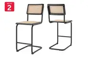 Set of 2 Matt Blatt Marcel Breuer Cesca Counter Stools Replica (Black/Rattan)