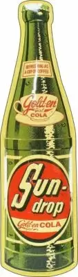 SUNDROP GOLDEN GIRL COLA SODA POP BOTTLE 20" HEAVY DUTY USA MADE METAL ADV SIGN