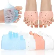 Silicone Toe Separator, Toe Spacers, Metatarsal Pads, Breathable & Soft Correct Toes, Gel Toe Separators, Bunion Corrector Big Toe (Nude/Blue/White/Transparent)