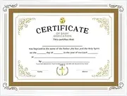 Baptism Certificates for Church, with Glass Frame, Perfect Baptism Keepsake, Gold Foil Cross Certificates of Baby Christening Dedication