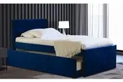 Istyle Selina King Single Trundle Storage Bed Frame Velvet Blue