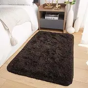 Rugs Living Room Small 50x80 cm – Fluffy Shaggy Brown Area Rugs for Bedroom, Lounge – Super Soft Non Slip Rug Washable Modern Floor Carpets Bedside Rug for Kids Room