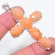 Pink Amazonite Gemstone Handmade 925 Sterling Silver Jewelry Pendant Size 2.5"