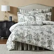 Austin Horn Classics Cosmopolitan Toile 3-Piece Comforter Set in Carbon, King, Oversized 108”x95” Comforter & 20”x36” Set of 2 Shams with Added Flange
