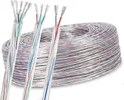 2/3/4-core Transparent Power Cable PVC Electronic Wire 18/20/22AWG Multi-Core Tinned Copper Wire Suitable for Equipment, Lighting Equipment(100ft,4c-22AWG)