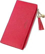 [fannos] Slim Wallet for Women, Clutch Minimalist Womens Wallets, #04-Red