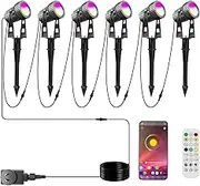 Arotelicht 6pcs Garden Lights, LED Spotlight IP65 Waterproof RGB+Warm White, COB Landscape Spotlight Pathway Lights with Ground Spike, 2100LM APP Control for Outdoor Garden, Yard, Lawn, Tree, 12V 20W