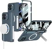 [Jarttarn] Magnetic Case Compatible with Google Pixel 9 Pro Fold (2024),Compatible with Mag-Safe,with Screen Protector and Bracket,Hard PC Protective Case,Shockproof and Drop-Proof Case (Green)