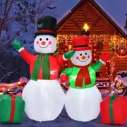 Costway Christmas Inflatable Snowmen Xmas Decoration w/Built-in LED Lights Home Party Garden Patio
