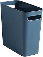 WUISOLQP Slim Trash Can Without Cover Wastebasket Handles Garbage Container Solid Color High-Capacity Bathroom Toiletries, Blue