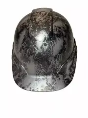 Custom Hydro Dipped Ridgeline Cap Style Silver Metallic Small Flaming Skulls